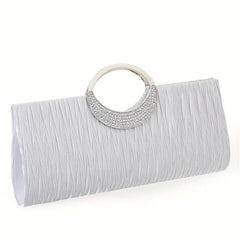 Elegant Rhinestone-Decorated Ruched Clutch Bag - Perfect for Any Party or Occasion!