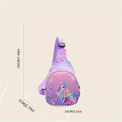 1pc Children's Crossbody Bag, Cartoon Mermaid Fanny Fashion Nylon Bag, Cute Little Waist Bag