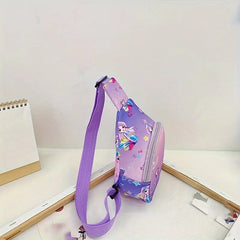 1pc Children's Crossbody Bag, Cartoon Mermaid Fanny Fashion Nylon Bag, Cute Little Waist Bag