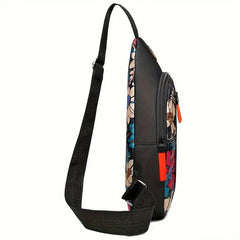 1pc  New Nylon Chest Bag, Crossbody Sports Canvas Waist Bag, Zipper Direction Random