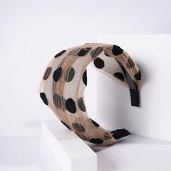 Polka Dot Yarn Headband Fashion Simple Solid Color Wide Headband Hair Accessories For Women