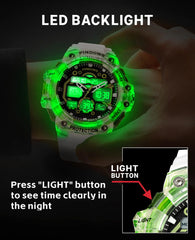 PDS-631-N6 Waterproof Digital Watch Men Big Dial Transparent Wrist Hand Clock Dual Display Backlight Diver Sport Electronic Wristwatch Male