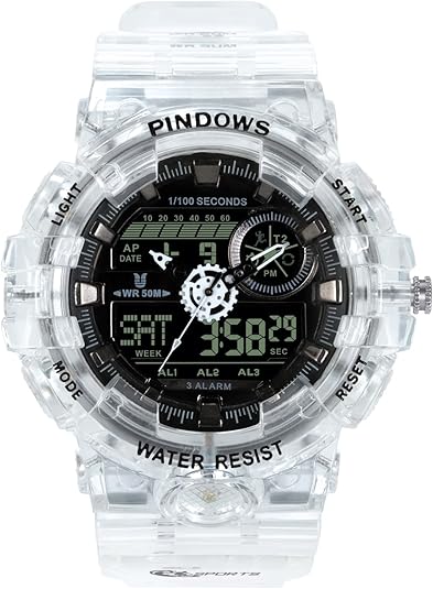 PDS-603-N8 PINDOWS Watch for Men, Men's Military Watch Outdoor Sports Electronic Watch Date Multi-Function LED Alarm Stopwatch,50M Waterproof Analog Digital Watches 12H/24H Display Men Wrist Watch.