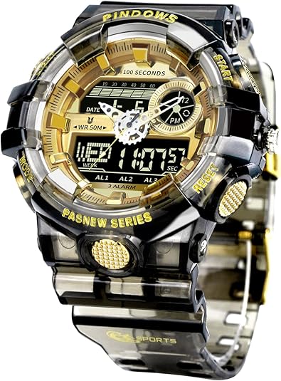 PDS-603-N1 PINDOWS Watch for Men, Men's Military Watch Outdoor Sports Electronic Watch Date Multi-Function LED Alarm Stopwatch,50M Waterproof Analog Digital Watches 12H/24H Display Men Wrist Watch.