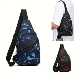 1pc Men's Chest Bag, Earphones Multifunctional Going Out Travel Shoulder Bag, Casual Business Bag