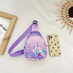 1pc Children's Crossbody Bag, Cartoon Mermaid Fanny Fashion Nylon Bag, Cute Little Waist Bag