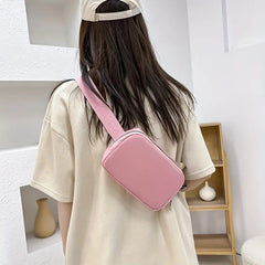 Solid Color Minimalist Crossbody Bag, Mini Zipper Square Fancy Pack For Outdoor Sports