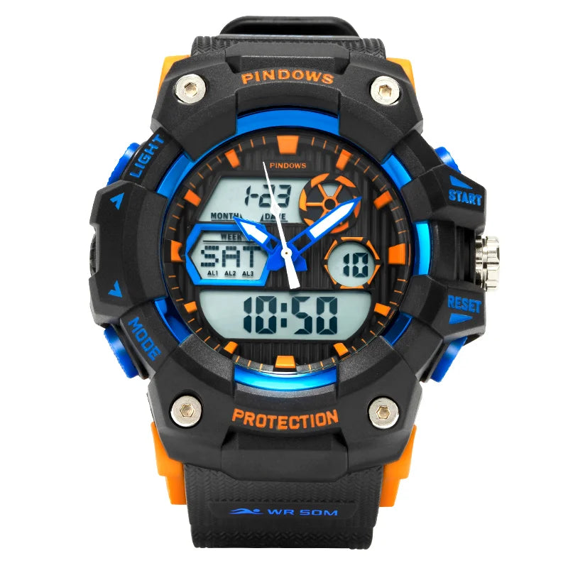 PDS-630-blue Sport Outdoor 5ATM Waterproof Large Dial Fashion LED Display digital watch