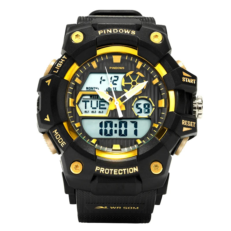 PDS-630-yellow Sport Outdoor 5ATM Waterproof Large Dial Fashion LED Display digital watch