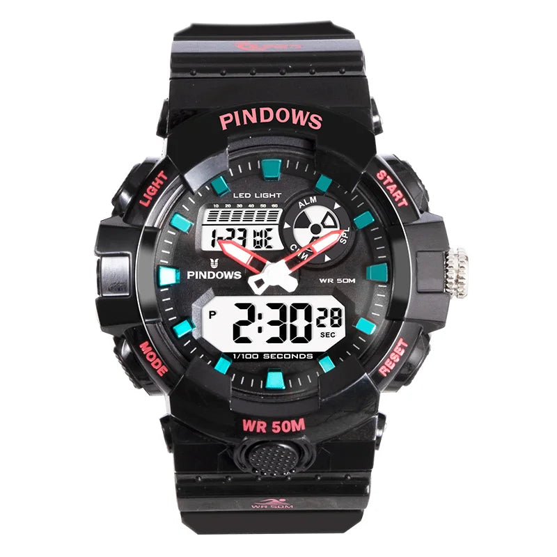 PDS-632-N1 Alarm Clock Waterproof Fashion Design for Students Double Display Digital Watches