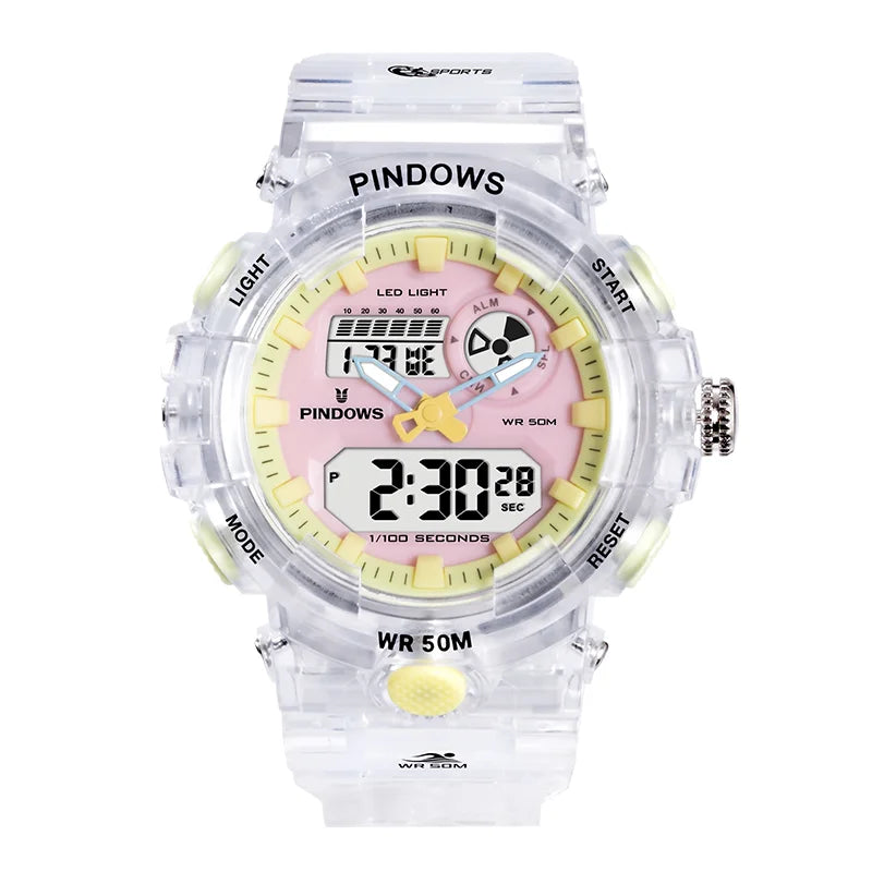 PDS-632-N8 Alarm Clock Waterproof Fashion Design for Students Double Display Digital Watches