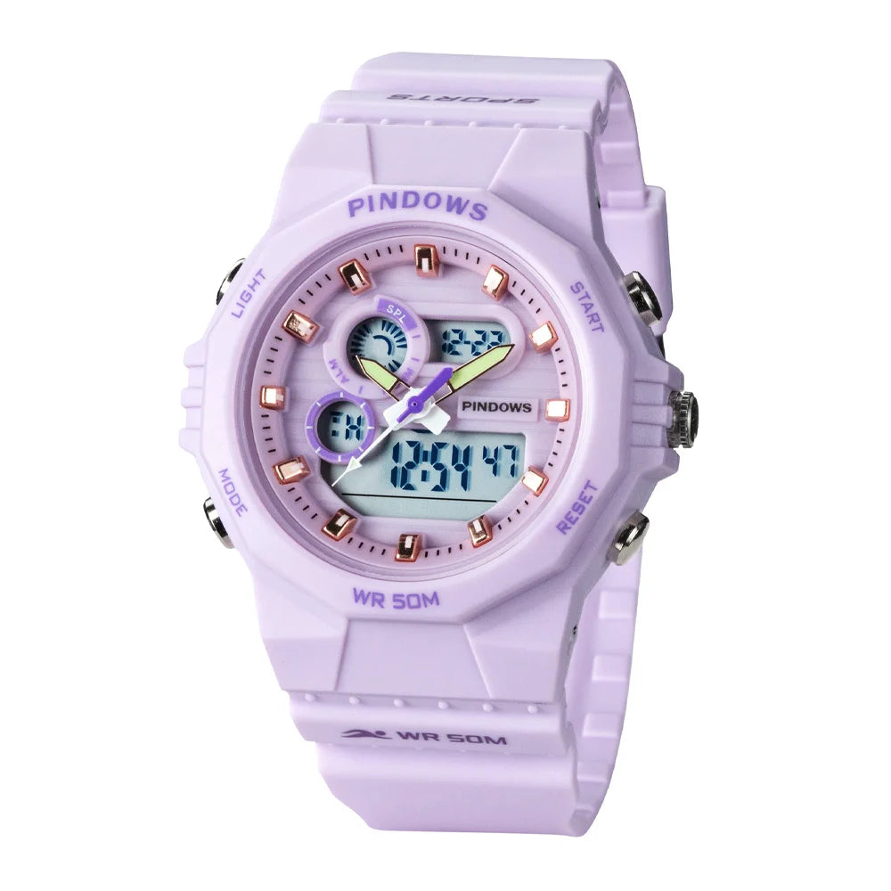 PDS-629-N7 Student Wristwatch Alarm Waterproof Luminous Dual Display digital watch