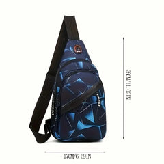 1pc Men's Chest Bag, Earphones Multifunctional Going Out Travel Shoulder Bag, Casual Business Bag