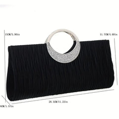 Elegant Rhinestone-Decorated Ruched Clutch Bag - Perfect for Any Party or Occasion!