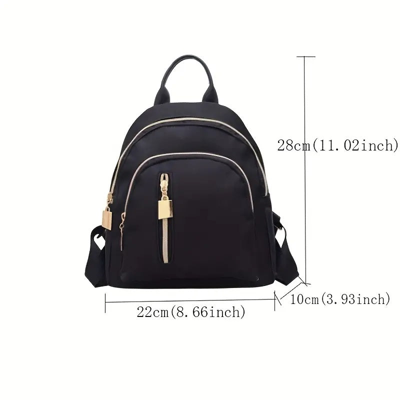 Stylish & Waterproof: Small Solid Color Nylon Backpack for Women - Perfect for Travel, School & Work!