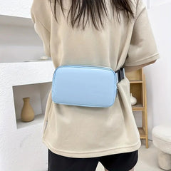 Solid Color Minimalist Crossbody Bag, Mini Zipper Square Fancy Pack For Outdoor Sports