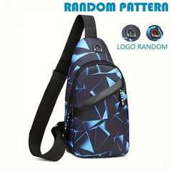 1pc Men's Chest Bag, Earphones Multifunctional Going Out Travel Shoulder Bag, Casual Business Bag